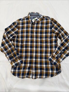 NWT American Rag Plaid Button-Down Shirt - Navy, White & Mustard—Large